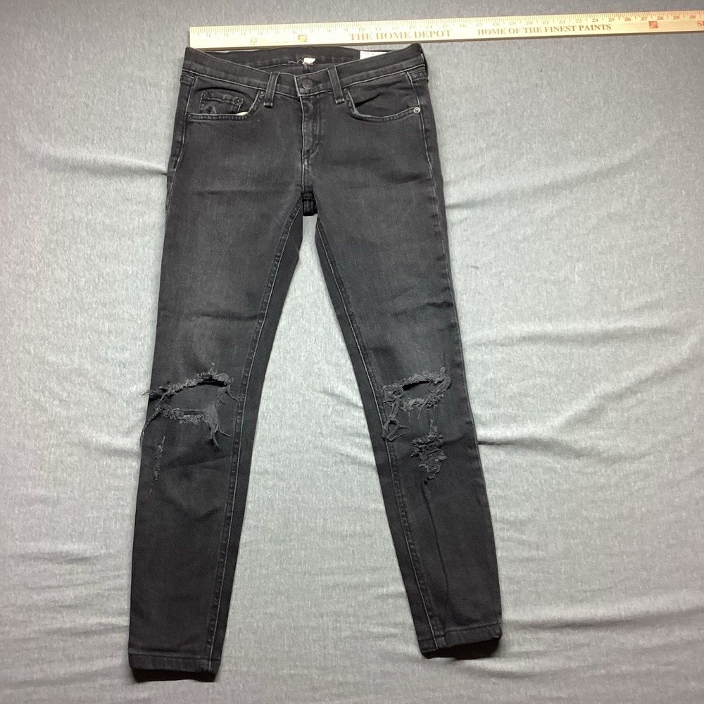 Rag & Bone Black Distressed Skinny‎ Jeans, Size 26